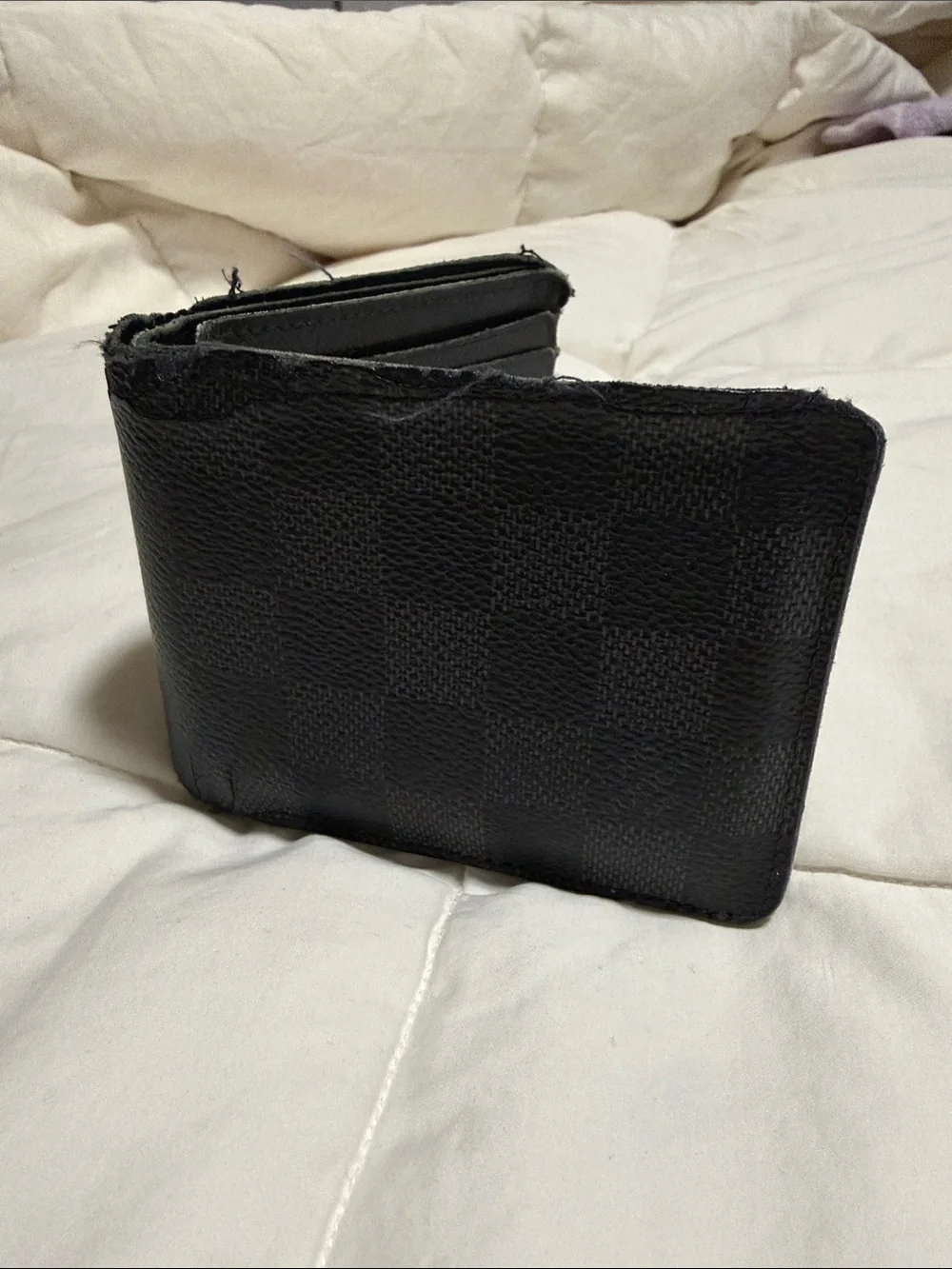 Louis Vuitton Black Damier Textured Bi-Fold Wallet